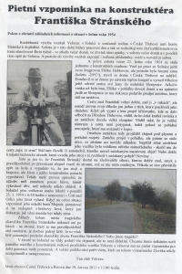 Pietní vzpomínka na pamětníkova otce Františka Stránského st., Velorex club, 2011