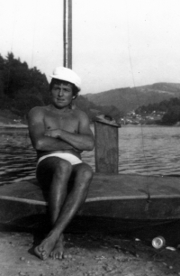 Jaroslav Šula on the dam Bystřička / beginning of 1970s