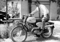 Jaroslav Šula on his first motorbike in 1967