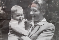 Marie Hromádková with her first son, 1953