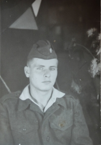 Branislav Medvecký after enlisting for compulsory military service