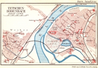 Mapa Podmokel (Bodenbach) a Děčína (Tetschen) na německé mapě z roku 1924