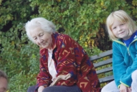 Marie Hromádková with her granddaughter Maruška, Kunčice 2019