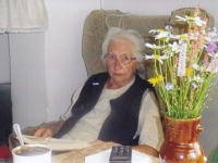 Marie Hromádková at home, Kunčice 2018