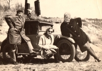 Parents of the witness and their friend, 1963, AERO car from 1931
