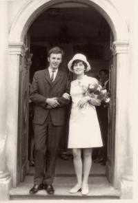 With his wife Blanka, wedding photo, Vršovice Chateau, September 1969