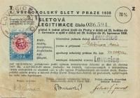 Maminčina legitimace na sokolský slet v roce 1938
