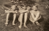 With his cousins, Emanuel on the left