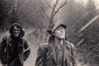 Easter hike in Adršpach in 1973, Jan Tichý on the left 
