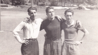 Jaromír Dadák with his schoolmates from a grammar school in Vsetín, the late 1940s 

