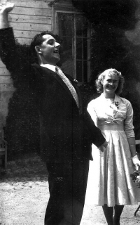 Dadák Jaromír. Svatba s druhou ženou Jarmilou, Hradec nad Moravicí, 1960