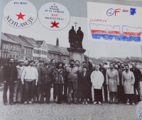 Candidates of the Třebíč Civic Forum, Lubor Herzán the ninth on right, 1990 elections