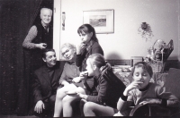 Jaromír Dadák with his parents and his children, Iva, Mirka and Jiří, Znojmo, the early 1970s 


