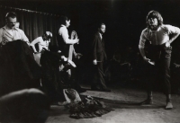 Jiří Reidinger (right) - performance of Declaunization, club Na Chmelnici, 1986