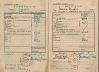 Vysvědčení Petera Danzingera z první třídy židovské školy v Lučenci, školní rok 1943–1944
