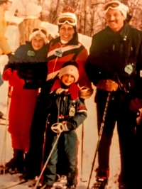Family after skiing.
