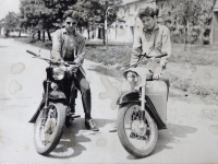 Pavel Dostál with a friend on his way to the High Tatras, year 1965