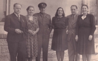 Family photo, mother Věra on the right, uncle Colonel Václav Sláma in the middle