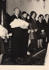 Jáchym's christening with his godfather MUDr. Josef Holan