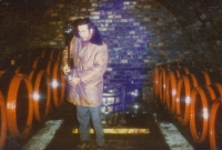 Cyril Michalica in his wine cellar, 1970s