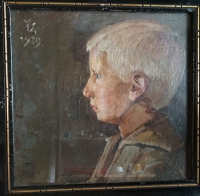 Portrét Přemysla Červenky v sedmi letech, autorem obrazu je jeho druhý otec Albín Vinkler, 1929