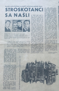 Article about a meeting of rescued prisoners of concentration camps in Germany from a sunken ship - one of the rescued was Miki Hoff, cousin of Lydia Ferová