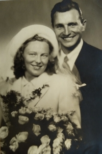 Wedding photo of Karel Mikolín, February 1948