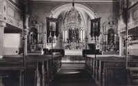 Interiér kostela sv. Bartoloměje ve Velkém Šenově, 30. léta 20. století