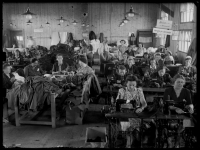 Tailor's workshop in the labor camp in Nováky, Lívia witnesses mother, also sewed in it
