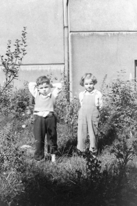 With sister Jana in the 1950s