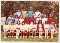 With pupils of the primary school on Svatý Kopeček near Olomouc, 1980