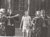 The rehearsal of an amateur theatre, the early 1980s, Bohuslav Holý in the middle