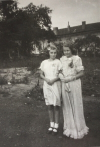 Zdenka on the left, Confirmation 1946