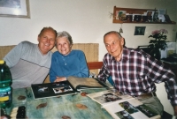 Visit from Čára on the right with his wife from Canada, husband Jaroslav on the left, Prague about 1980