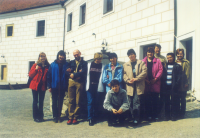 One of the first company meetings of Sonnentor employees. Tomáš Mitáček third from the left. Year 1999.
