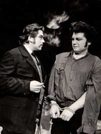 As Dick Johnson and Jaroslav Majtner as the Sheriff in Puccini's opera The Girl of the Golden West, Olomouc, 1972