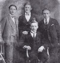 Mother's classmates, from left: Bohumil Žáček, Karel Smolík, Jan Pazderka and seated Jindřich Vaňkát