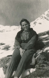 Růžena Křížková in the mountains, 1940s