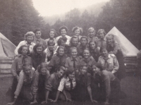 Scout camp, 1949, Jarmila, last row, third from the right