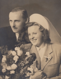 The wedding photo of Bohuslav Holý's parents from 1948