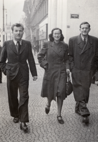 With friends from his studies in Prague, Václav Vaněk on the left, after 1945