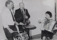 Marta Porubová with fellow musicians, 1985