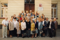 Reunion of former Scouts in Vysoké Mýto, Antonín Rejlek, bottom row third from right, 1990s
