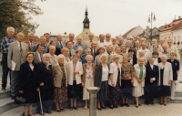 Reunion of former Scouts in Vysoké Mýto, Antonín Rejlek in the last row on the left, 1990s 