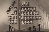 Photographs of school-leavers of the grammar school in Vysoké Mýto, 1951, Antonín Rejlek in the second row from the bottom, fifth from the right