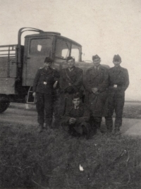 In military training, with the automobile army, Slovakia, in the 1950s