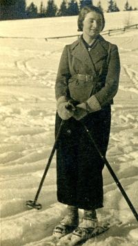 Aunt Růžena when skying in 1936
