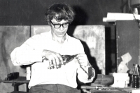 Husband Ladislav at work, whitesmith. 1974