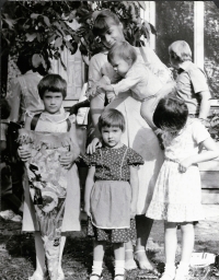 Martina Hošková with her children, 1984 