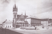 Humpolec Square in the 1950s. After 1948, his grandmother's book selling business slowly disappeared